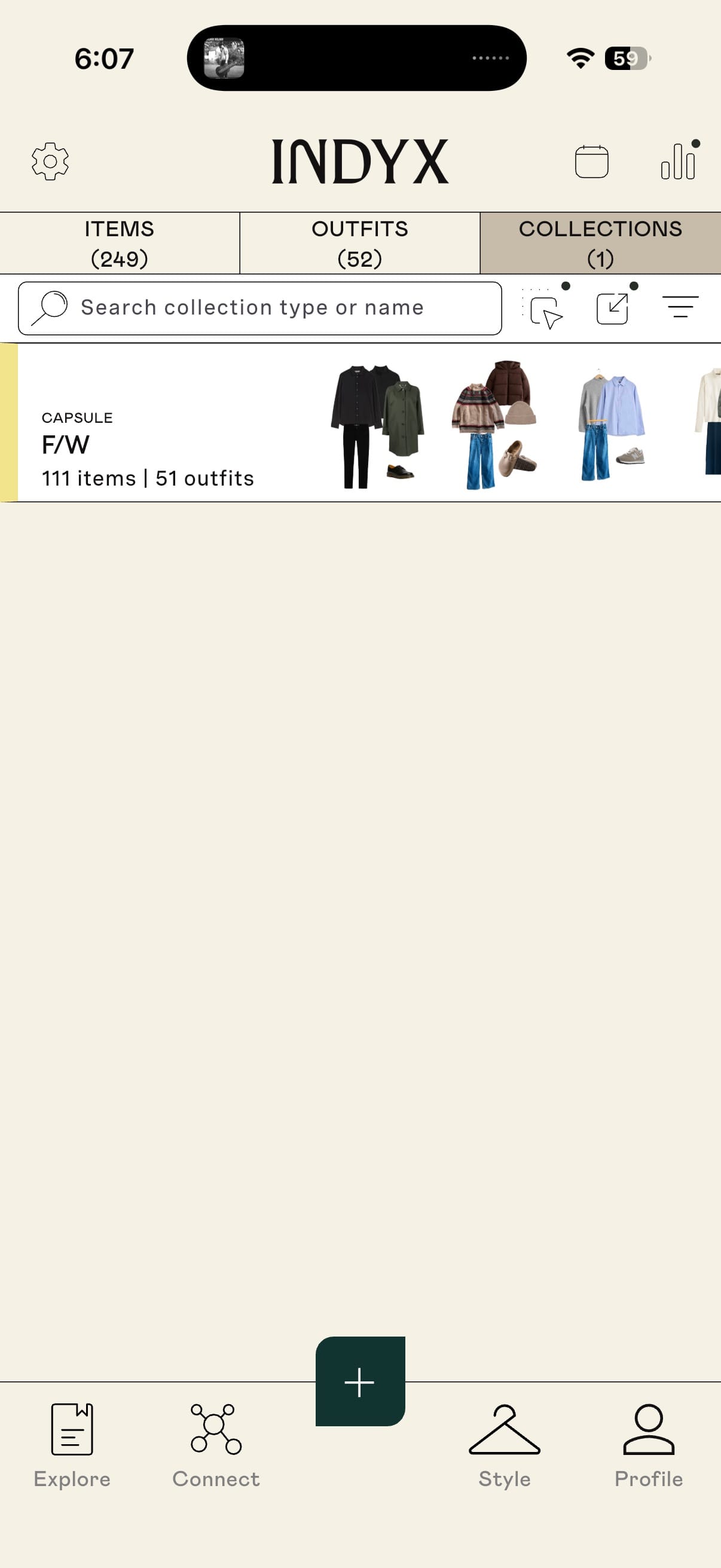 Indyx Digital Wardrobe App - Collections Tab